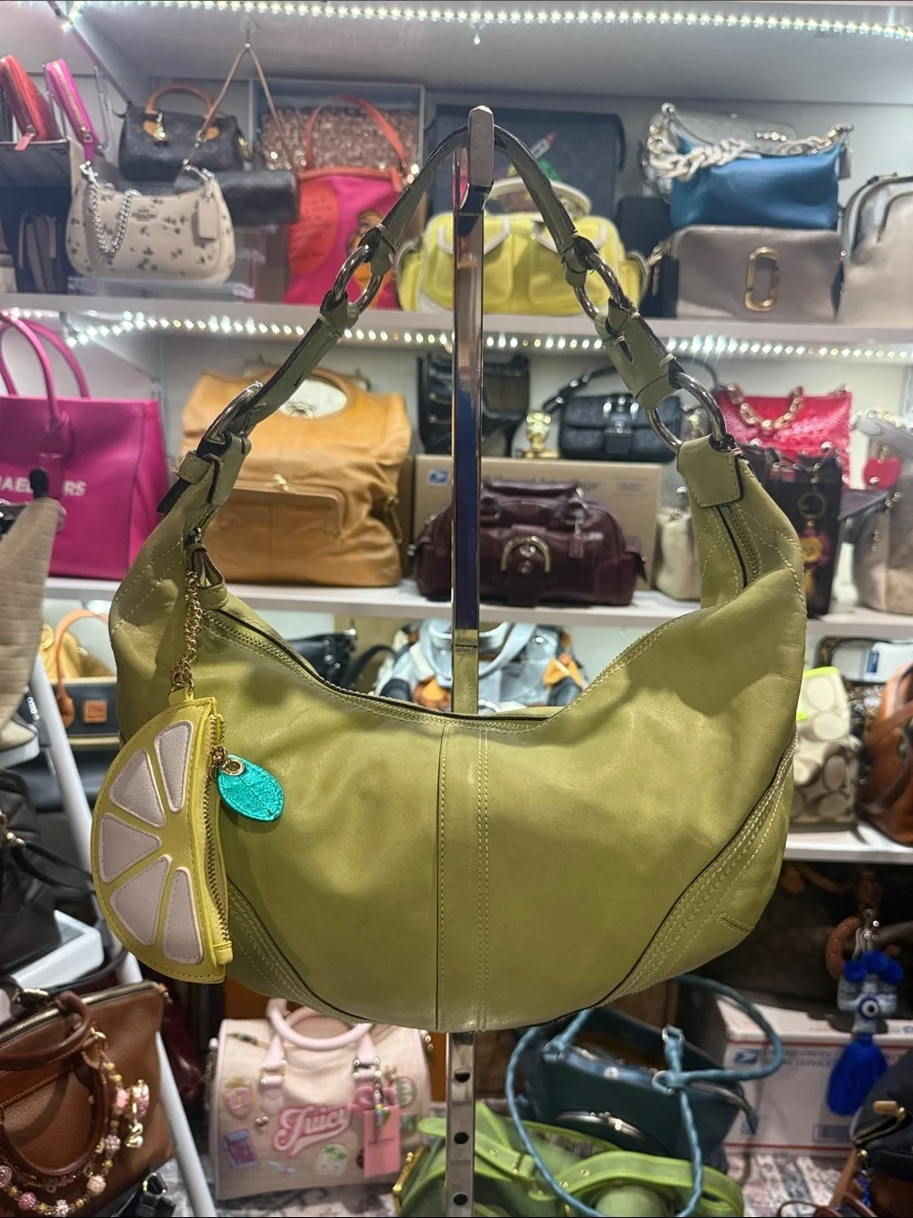 Coach Vintage Soho Light Green Hobo Bag with Lemon Charm - Women's Shoulder Bag